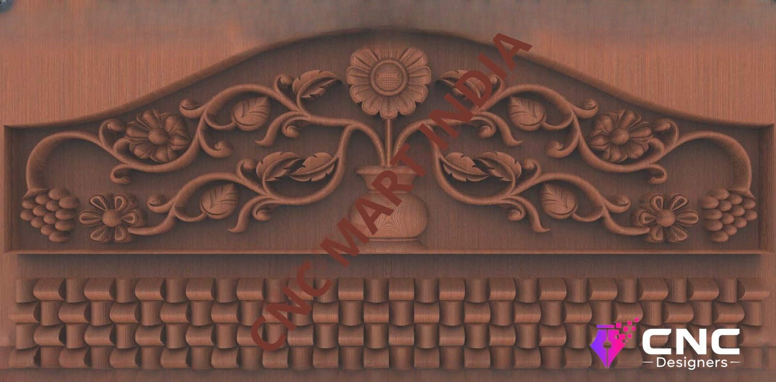 Beds & Sofa - BS-25 Elegant Floral Motif Carved Headboard 3D Model